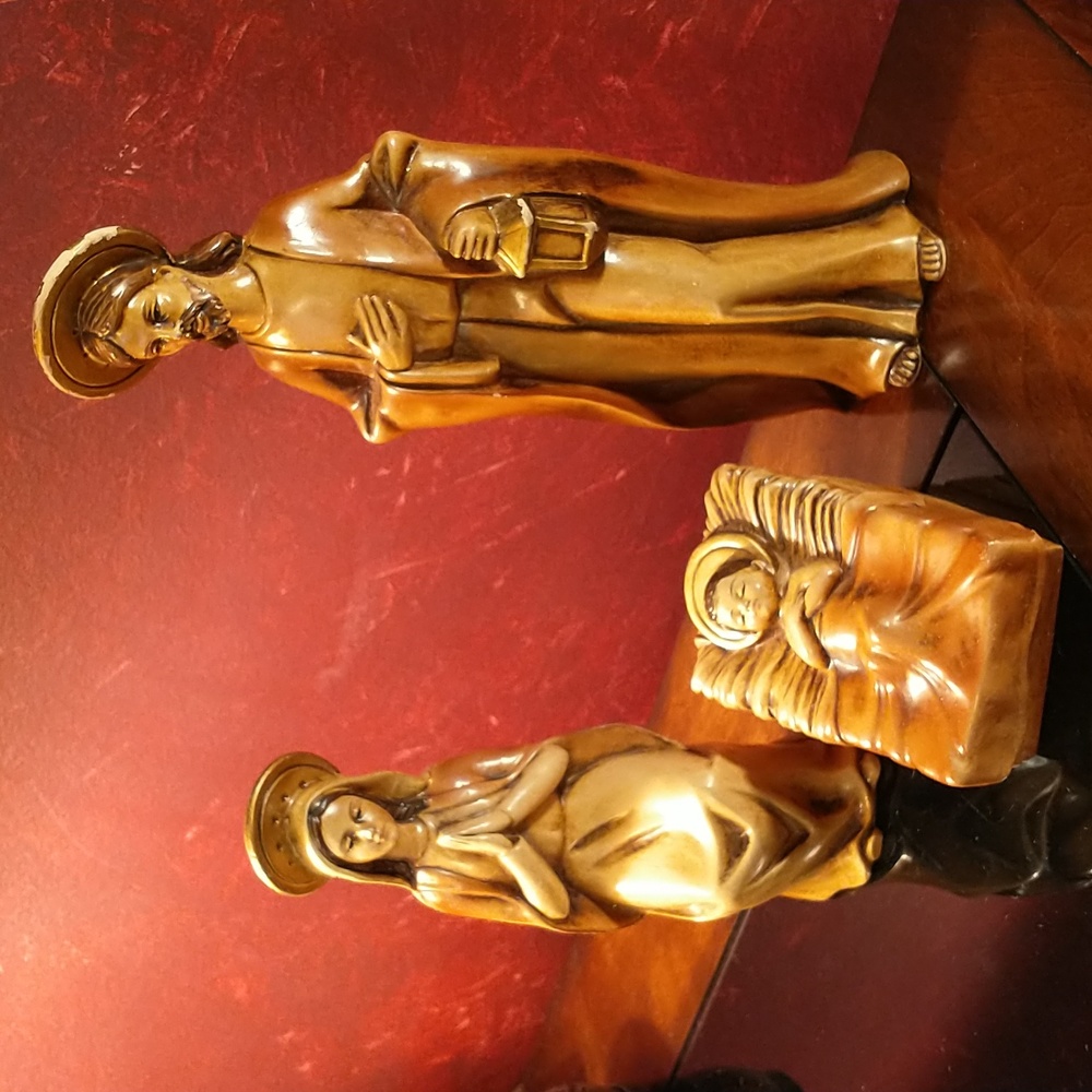 Vintage Manor House Hand Painted Nativity Set - Mary, Joseph & Baby Jesus
